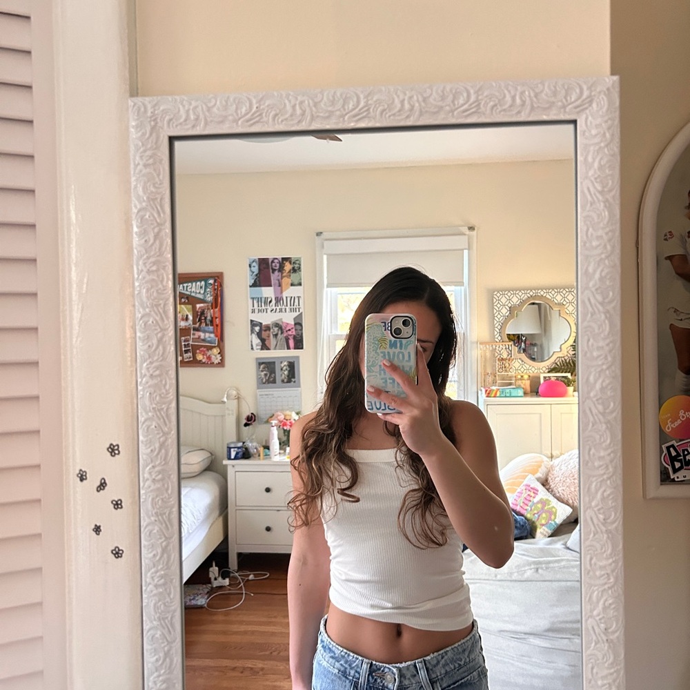 American Eagle Outfitters White Ribbed Tank Top